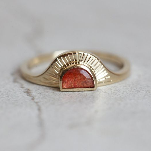 Vintage guld orange krystalring