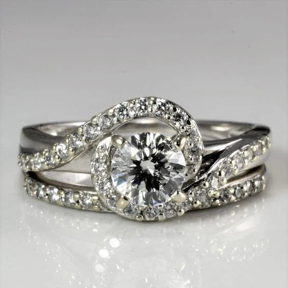 Vintage spiralformet glasring i sølv