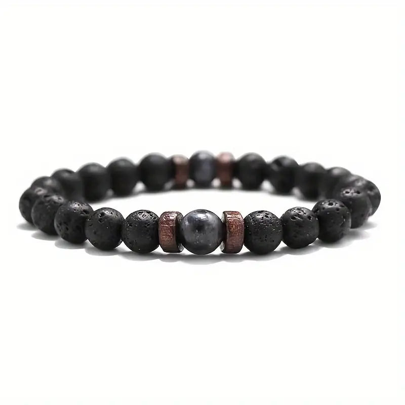 Earthy Stone Beaded Masculine Bracelet