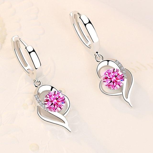925 Sterling Silver and Zirconia Inlaid Earrings