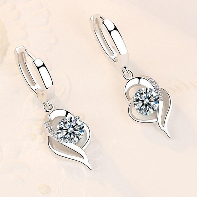 925 Sterling Silver and Zirconia Inlaid Earrings