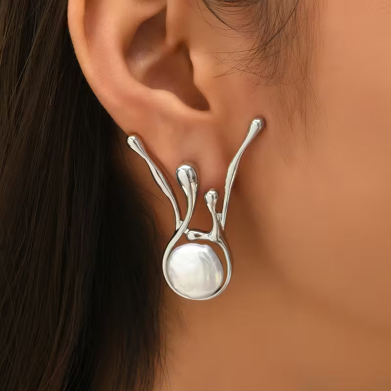 Pearl Cascade Sculptural Earrings