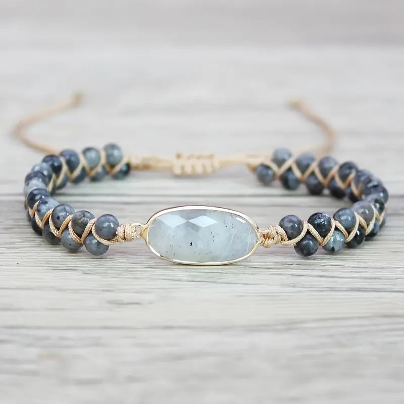 Natural Stone Charm Beaded Bracelet