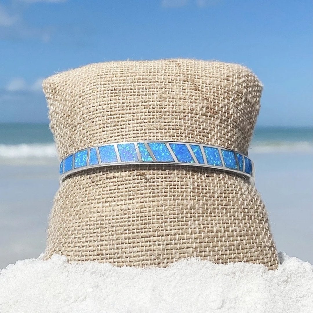 Blue Silver Opal Bracelet