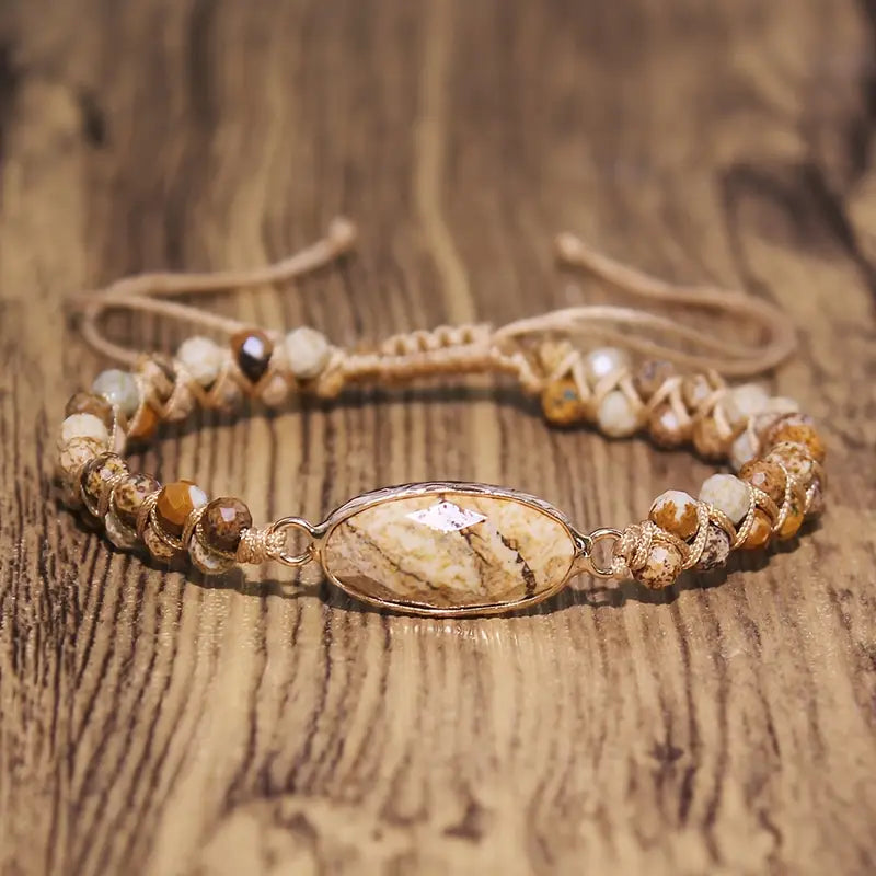 Natural Stone Charm Beaded Bracelet