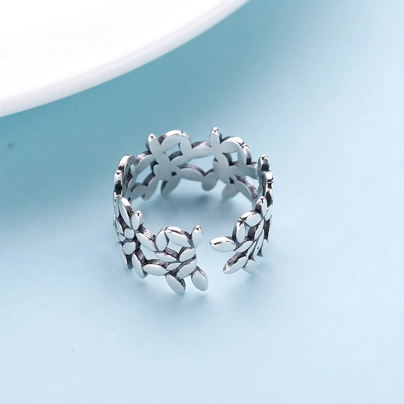Ring med sølvblad