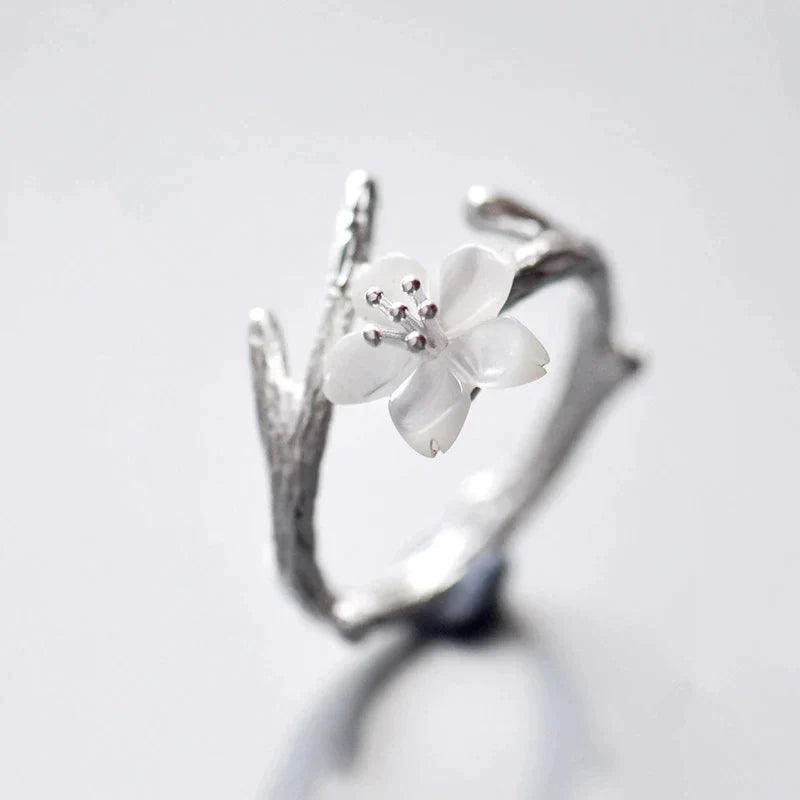 Vintage Ringe af hvid naturlig jade i sterling sølv