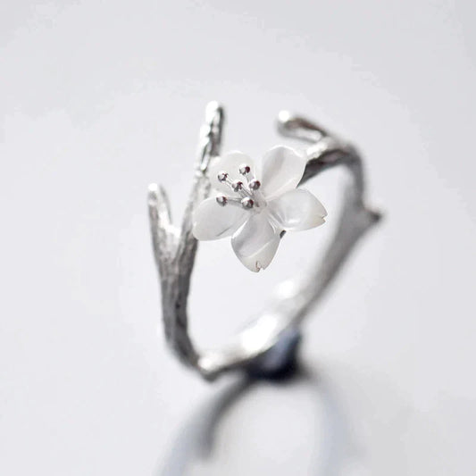 Vintage Ringe af hvid naturlig jade i sterling sølv