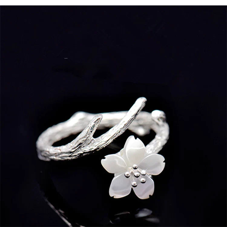 Vintage Ringe af hvid naturlig jade i sterling sølv