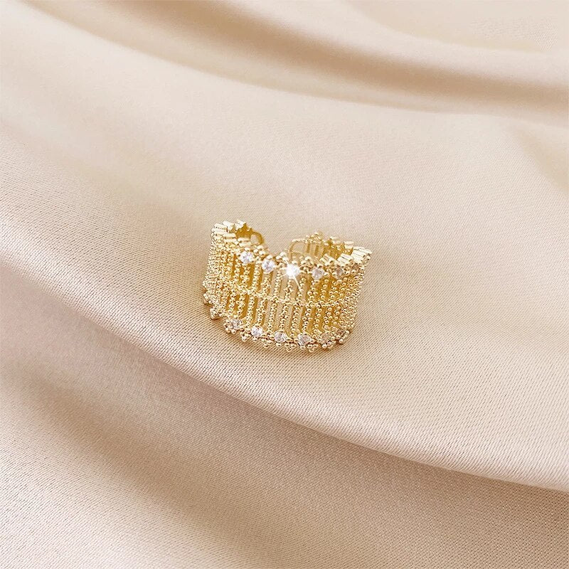 Luksus justerbar ring med zirkonia i guld