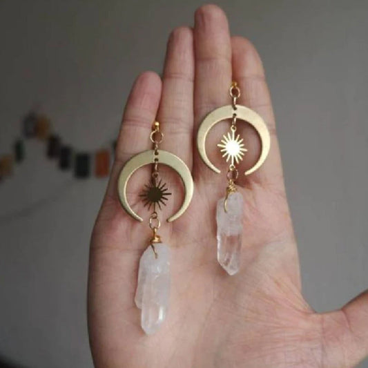 Kvarts Boho øreringe i guld