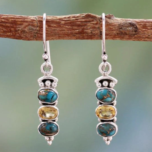 Boho øreringe i sølv med opal