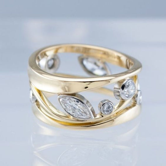 Vintage ring i guld og zirkonia