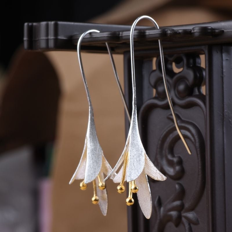 Minimal Silver Blossom Earrings