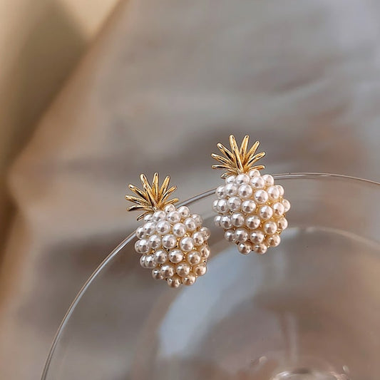 Tropiske øreringe med Ananas og Perler