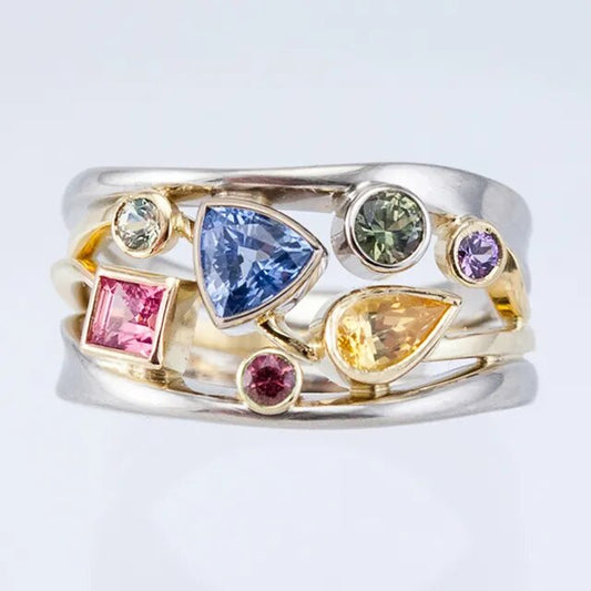Vintage-ring med farvede krystaller
