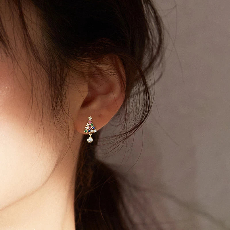 Juletræ øreringe med guld zirconium