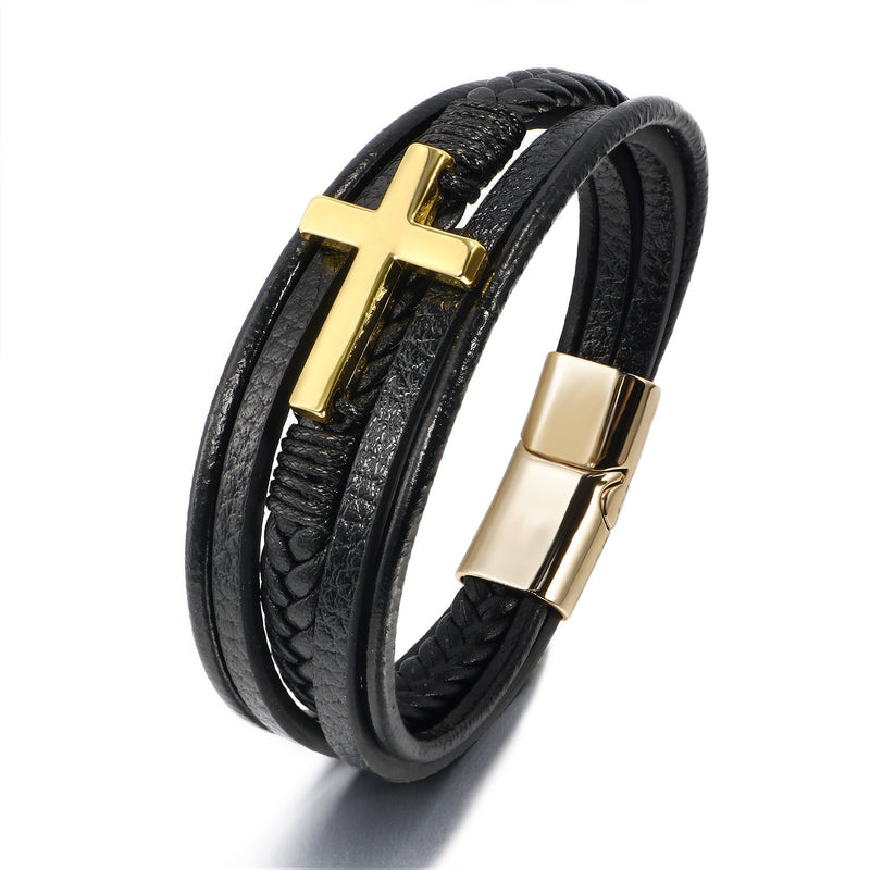 Iron Faith Leather Bracelet