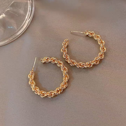 Zirconia mesh øreringe i guld