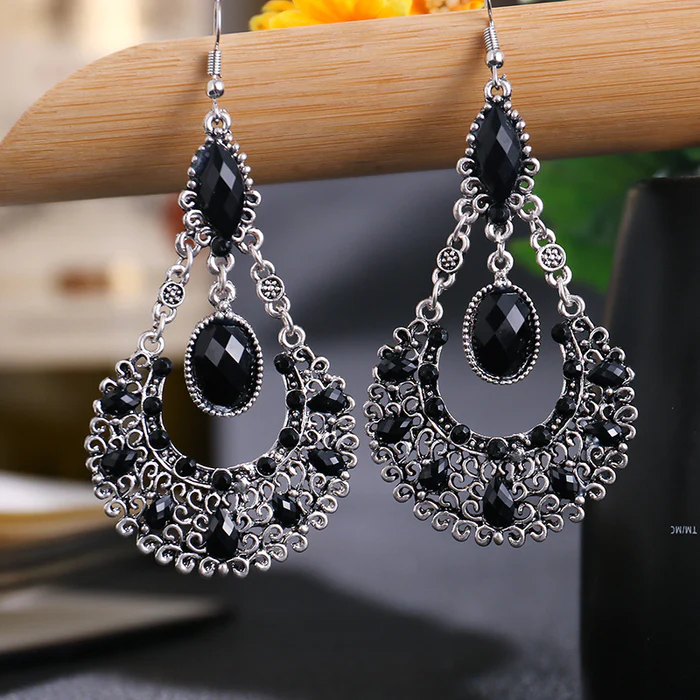 Dangling Mandala Stone Earrings