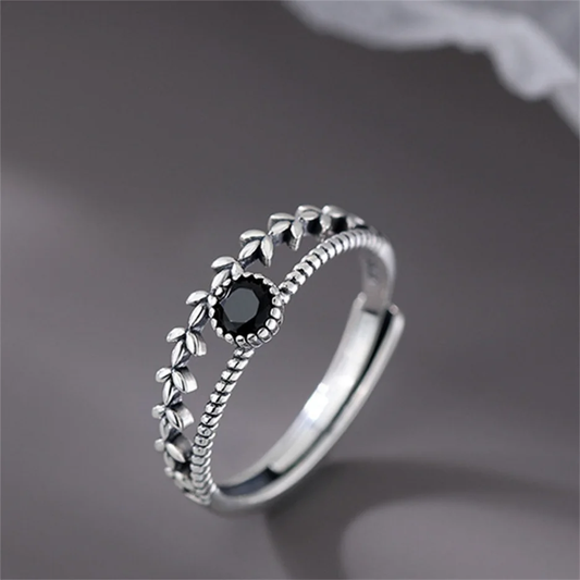 Vintage sort krystalring