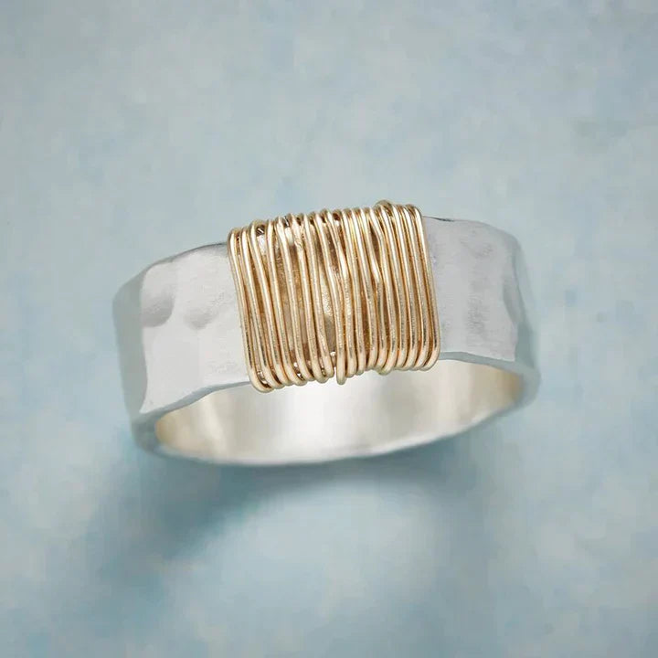 Golden Threads Silver Ring