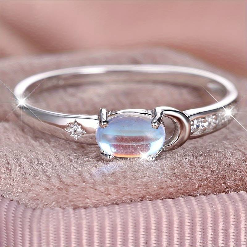 Moon Crystal Ring i vintage brillant sølv