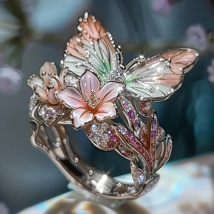 Vintage gylden Brimhaven blomsterring