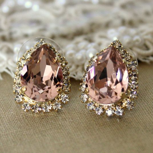 Vintage pink krystaløreringe